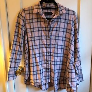 HATCH Collection Pink and Blue Flannel Button Down - Size P